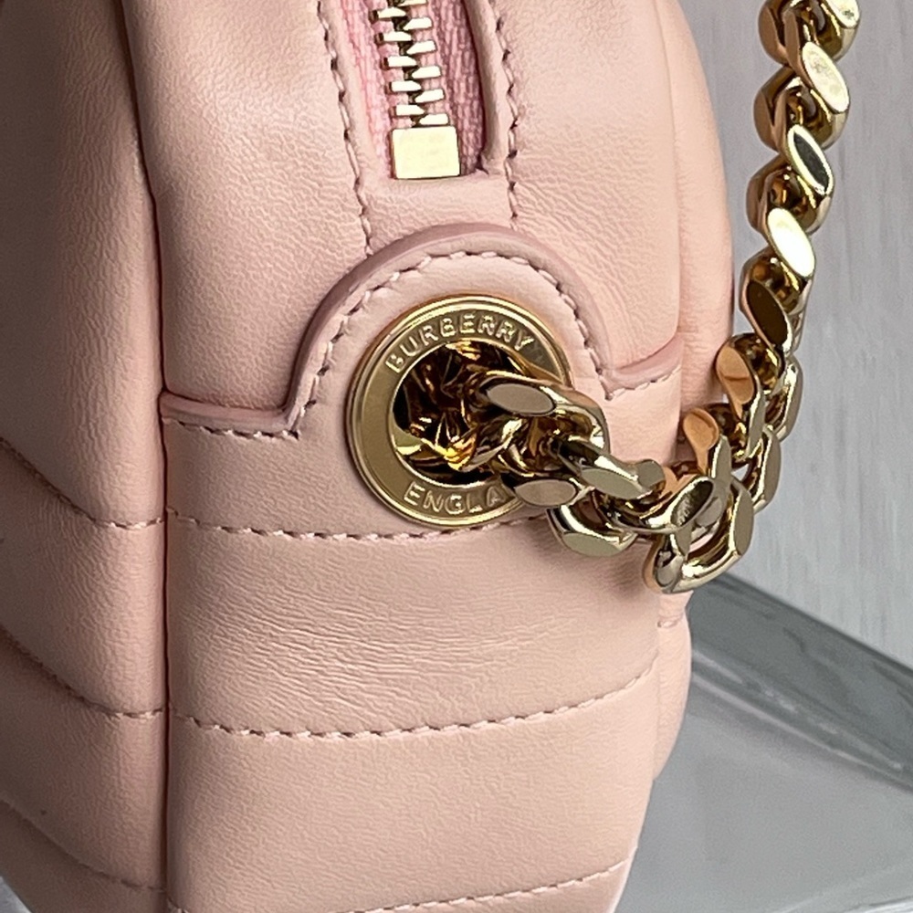 BURBERRY Mini Lola Quilted Leather Camera Bag Peach Pink - Picture 8 of 13